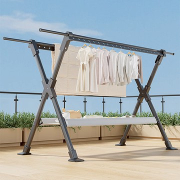 【AOTTO】升級加長X型伸縮折疊曬衣架(HA-032)