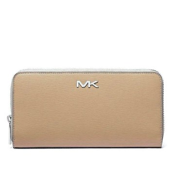 MICHAEL KORS 拉鍊長夾 皮夾 防刮PVC皮革 長夾 錢包 M99365 奶茶色MK(現貨)▶指定Outlet商品5折起☆現貨【送禮首選★APP下單點數4倍送】