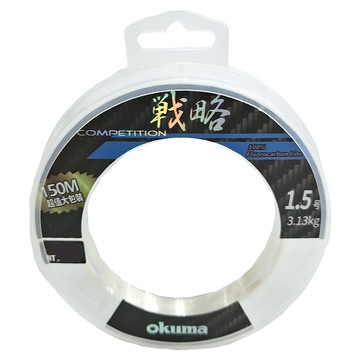 okuma 寶熊釣具 戰略 Competition 碳纖線 淡海水可用 高比重氟 硬高耐磨 釣魚 路亞 1.5號 透明色  150m  1個