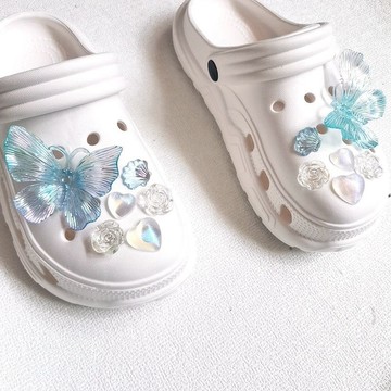 🚚臺灣出🚚花朵蝴蝶洞洞鞋鞋鞋花花鞋diy配飾鞋釦配件可拆卸高級裝飾立體