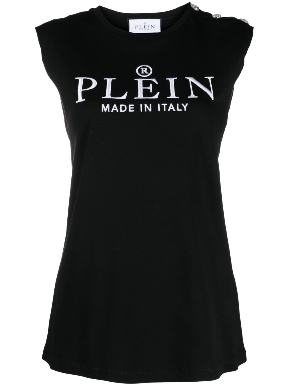 Philipp Plein - logo-print tank top - women - Polyester/Cotton/Zinc - L - Black