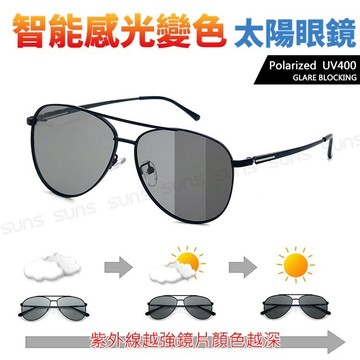 智能感光變色偏光墨鏡 時尚飛行員框 防藍光+抗UV 防眩光反光/偏光墨鏡/太陽眼鏡/駕駛墨鏡 S528
