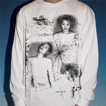 回路商店 手工印刷王菲致敬 復古做舊T恤長袖