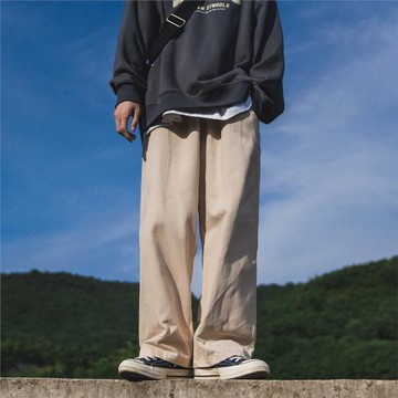 GOGOSOON純棉休閑褲男春秋新款長褲直筒寬松cleanfit日系工裝加絨