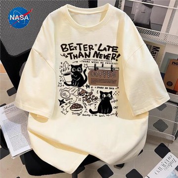 NASA潮牌情侶款韓系復古簡約休閑百搭短袖T恤寬松男女款顯瘦上衣