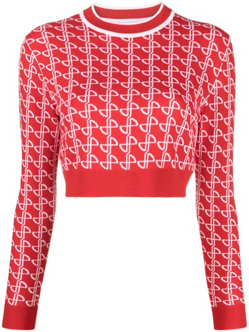 Patou - logo-jacquard merino wool jumper - women - Merino - S - Red
