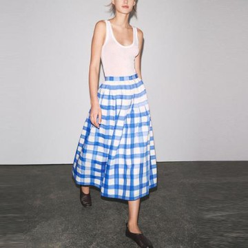 柜269！2025年春季新款女裝歐美風氣質格子撞色時尚迷笛裙3090102