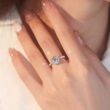 正品D色足銀999純銀莫桑石鉆戒刻字戒指女情侶對戒訂婚結婚婚戒