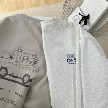 【MasCool】TRUCK卡車大學T 大學踢 絨毛內裡 男女同款 衛衣 大學Tee 寬鬆 長袖上衣 長袖Tee