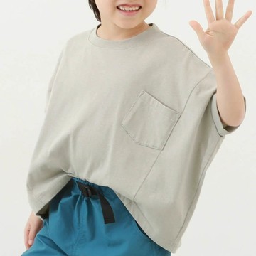 日本 devirock - 100%純棉落肩短袖上衣-淺灰