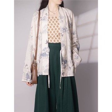 暮舟集原創夏季改良宋褲女漢元素通勤闊腿褲飛機袖漢服套裝褲子