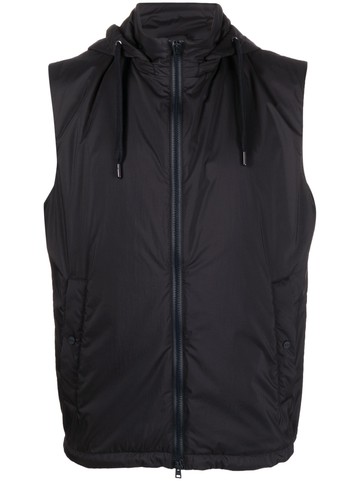 Herno - zip-up drawstring hood waistcoat - men - Polyurethane/Polyamide/Polyamide/Polyurethane/Polyester - 52 - Blue