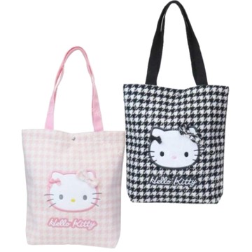 小禮堂 Sanrio 三麗鷗 Hello Kitty 手提肩背兩用手提包 (千鳥格)