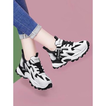 真皮爆款老爹鞋女2025新款秋冬厚底松糕跑步旅游運動休閑鞋子軟底