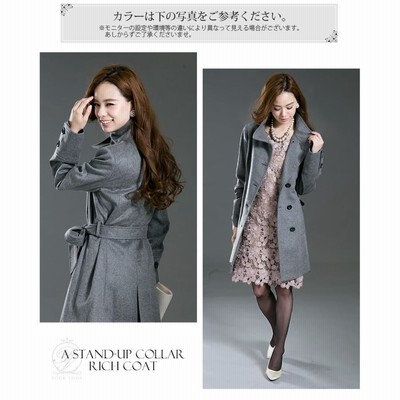 新品 Celebrate ハーフコート ステッチ リボンベルト上質ウールカシミヤ