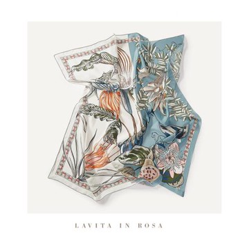 ROSA原創高端絲巾桑蠶絲真絲雪紡印花大方巾春夏圍巾薄款披肩