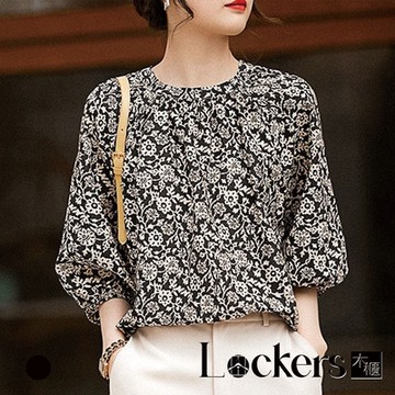 【Lockers 木櫃】秋季美而不自知復古印花上衣 L112091806
