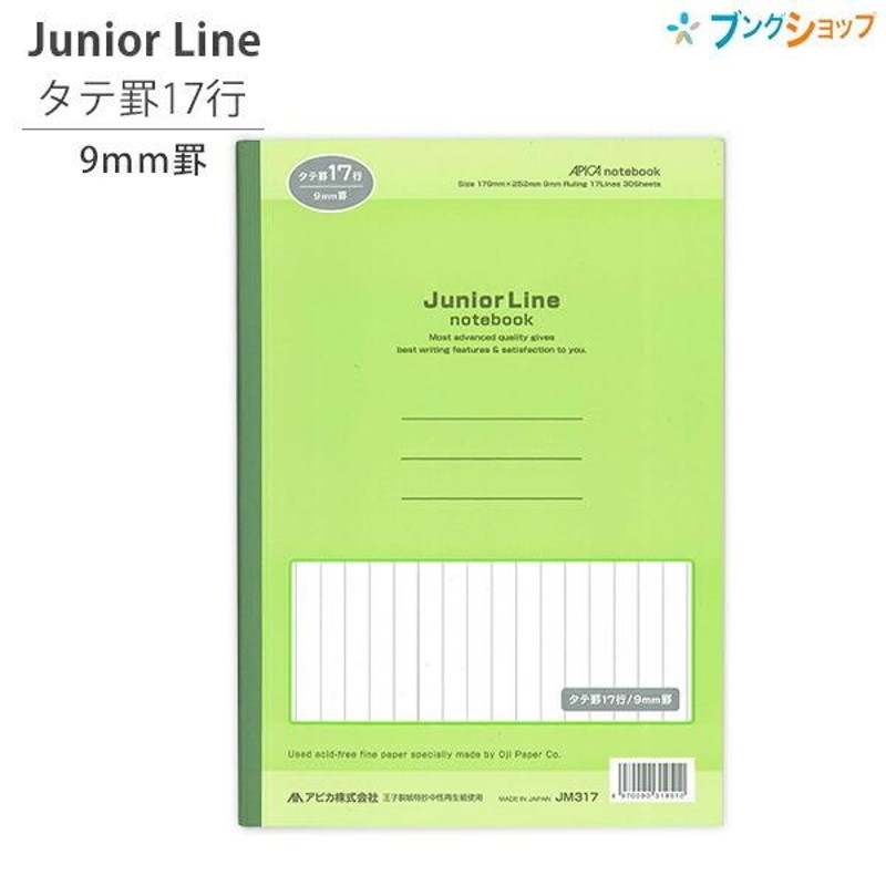 日本ノート ジュニアライン 学習帳 9mm罫 縦罫17行 30枚 科目シール付き 目に優しいグリーン罫 Jm317 通販 Lineポイント最大get Lineショッピング