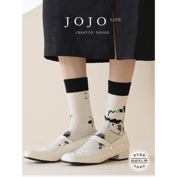 JOJOS L. PD.god.襪子女中筒襪子秋冬季學院風水墨畫棉襪 | 吉神