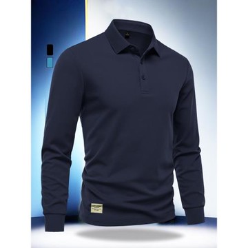 (免運)新款桑蠶絲polo衫男長袖春秋季翻領上衣衛衣商務休閑純色高端t恤