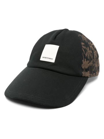 Emporio Armani - palm tree-embroidered cotton cap - men - Cotton/Cotton - XL - Black