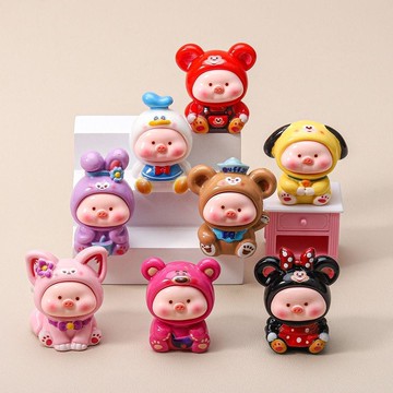 網紅實色迪迪小豬diy飾品掛件鑰匙扣公仔擺件盲袋裝飾品配件高級