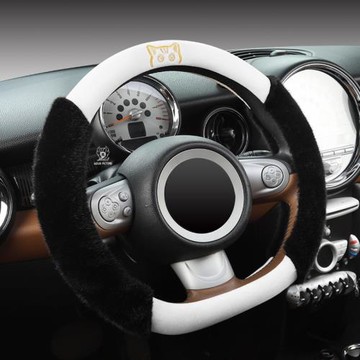 跨境一件代發冬季保暖汽車毛絨方向盤套可愛立體通用款卡通車載把