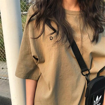 ins超火cec短袖T恤女春秋韓版刺繡體恤半袖慵懶風學生寬松上衣服