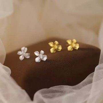 Sweet Air D4003 日韓流行耳飾 S925銀針 小巧霧面質感花朵 耳針 耳環