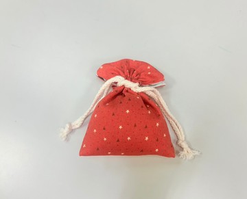 雙面小巧束口袋-紅豆色星心款