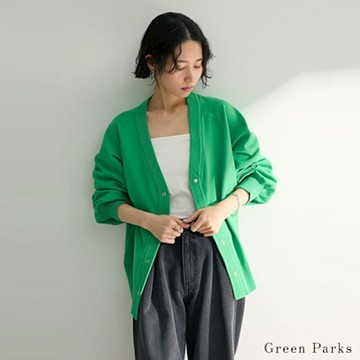 【Green Parks】休閒V領落肩開襟衫