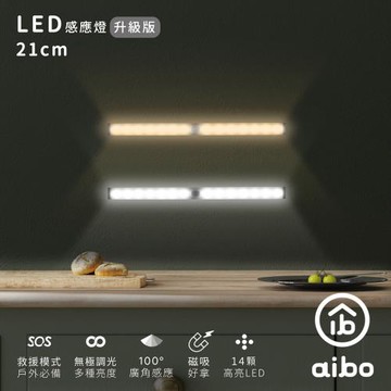 aibo 升級版多功能 USB充電磁吸式 21cmLED感應燈管(LI-33S)