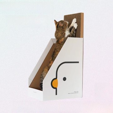 PURROOM牛奶盒貓窩貓抓板 立式房子瓦楞紙紙板箱耐磨抓豎立多功能