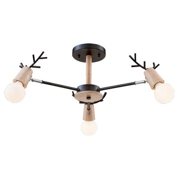 Honey Comb 北歐風原木半吸頂燈  原木色