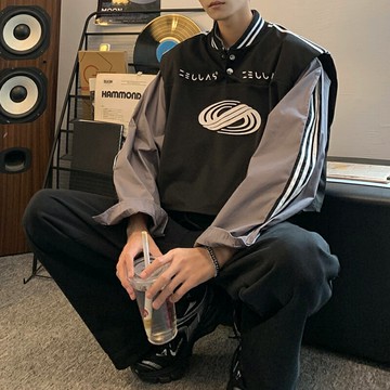 高級感炸街棒球服男2022新款春夏疊穿墊肩馬甲運動風背心工裝外套