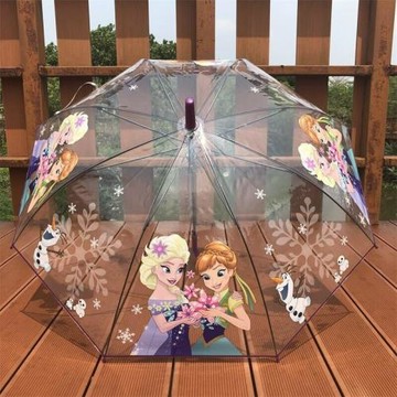 愛莎透明兒童雨傘長柄自動安全男女童幼兒園卡通小學生寶寶公主傘