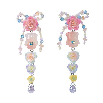 草莓奶油軟糖小熊鑽石玫瑰瑪瑙串串耳環