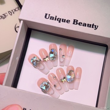 🎀純手工穿戴甲🎀純手工穿戴美甲k9鑽蝴蝶小鋼珠美甲貼片輕奢氣質可拆卸指甲貼批髮新年美甲貼片高級感穿戴甲顯白美甲片 SHH