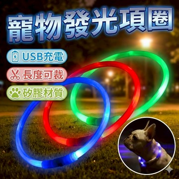 【台灣出貨】寵物發光項圈｜LED發光項圈｜狗狗項鍊｜閃亮項圈｜USB充電項圈｜夜間可見寵物項圈｜寵物安全項圈