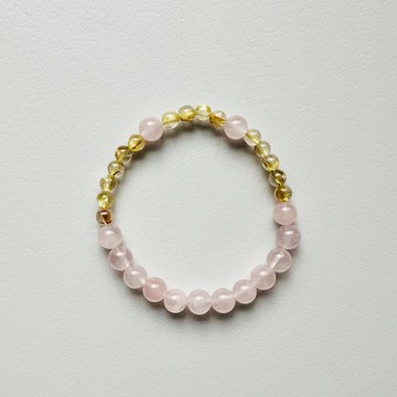 C happy 微笑鈦晶粉晶手鍊+永生繡球花__招財+愛情升溫 - 16至17cm