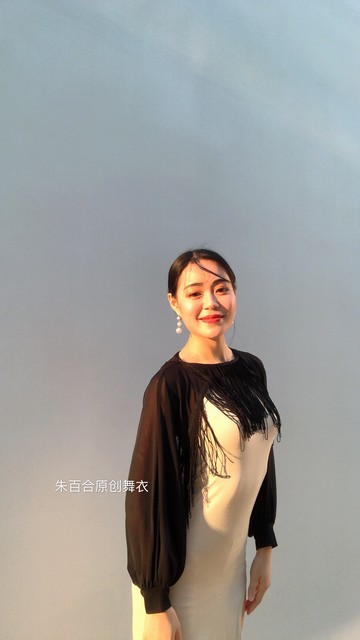 朱百合原創舞衣云紗袖東方舞肚皮舞瑜伽舞蹈生活時尚服裝練功服