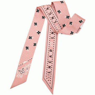 Longchamp French Bandana 幸運草印花 波西米亞風 束髮帶/頭巾(粉紅茶色)