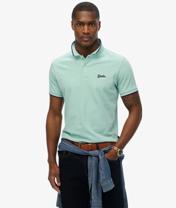 Superdry Men's Poolside Polo Shirt Green Size: L
