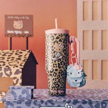 ✨臺灣出貨✨野獸派歐陽娜娜同款冰霸杯豹紋HelloKitty巨無霸1200ml不鏽鋼304