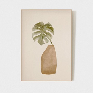 🛍️全店折扣🛍️限時下殺莫蘭迪色系花瓶綠植水彩裝飾畫餐廳書房田園原木風小衆掛畫無框畫 掛畫 抽象藝術