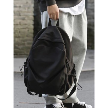 書包女初中生日系原宿純色褶皺小眾高中生背包男韓版大學生雙肩包