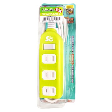 欣銓 SinCyuan 1開4插2P 安全延長線 過載自動斷電 高耐熱防火機身 高純度無氧銅導體 新版安規  1.2m  1條