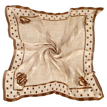 Dior迪奧千鳥紋點點印花方型絲巾88cm(咖啡)179006-1｜GoBrand購名牌