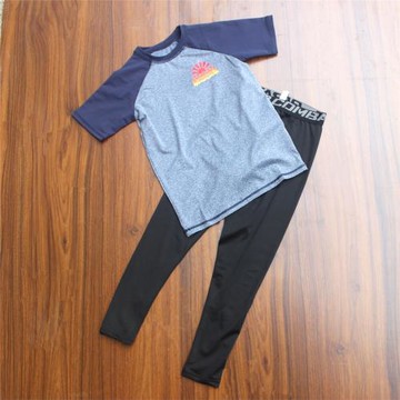 春夏新款男童速干長袖T恤兒童速干套裝中大童戶外薄款運動訓練服