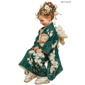 【12月新品4】07-114-0214 人物貼紙 和服復古